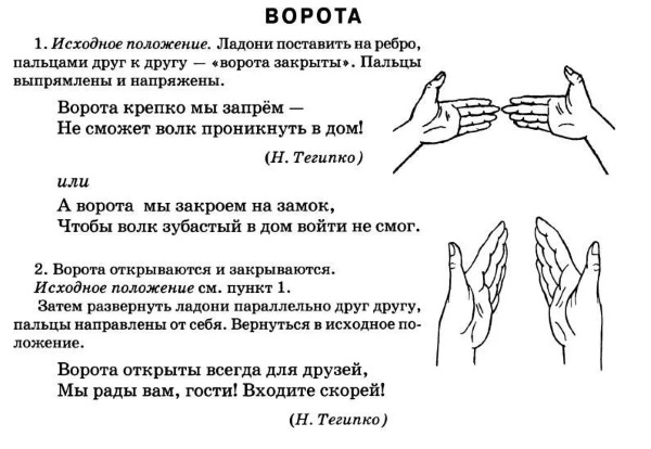 Пальчиковая гимнастика, упражнение "Ворота"