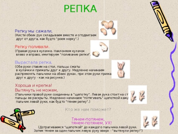 Пальчиковая гимнастика в рассказе