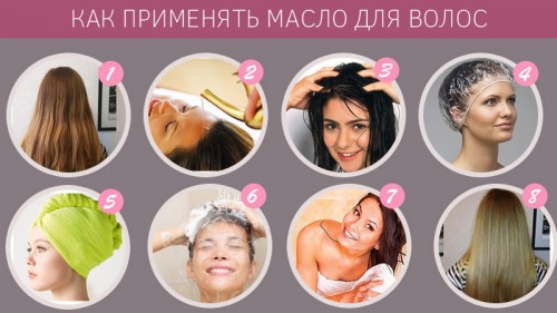 Этапы применения масла для волос Этапы применения масла для волос